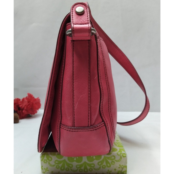 Fossil Red Leather Turnlock Flap Closure Crossbody Bag - Picture 3 of 14